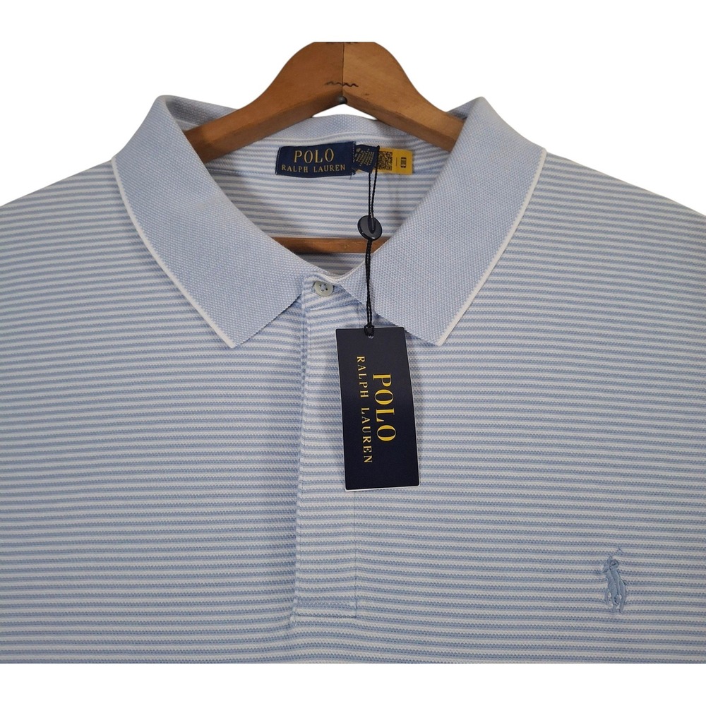 Polo Ralph Lauren Polo Shirt Mens 5XB Blue White Striped Short Sleeve NWT - Picture 4 of 8